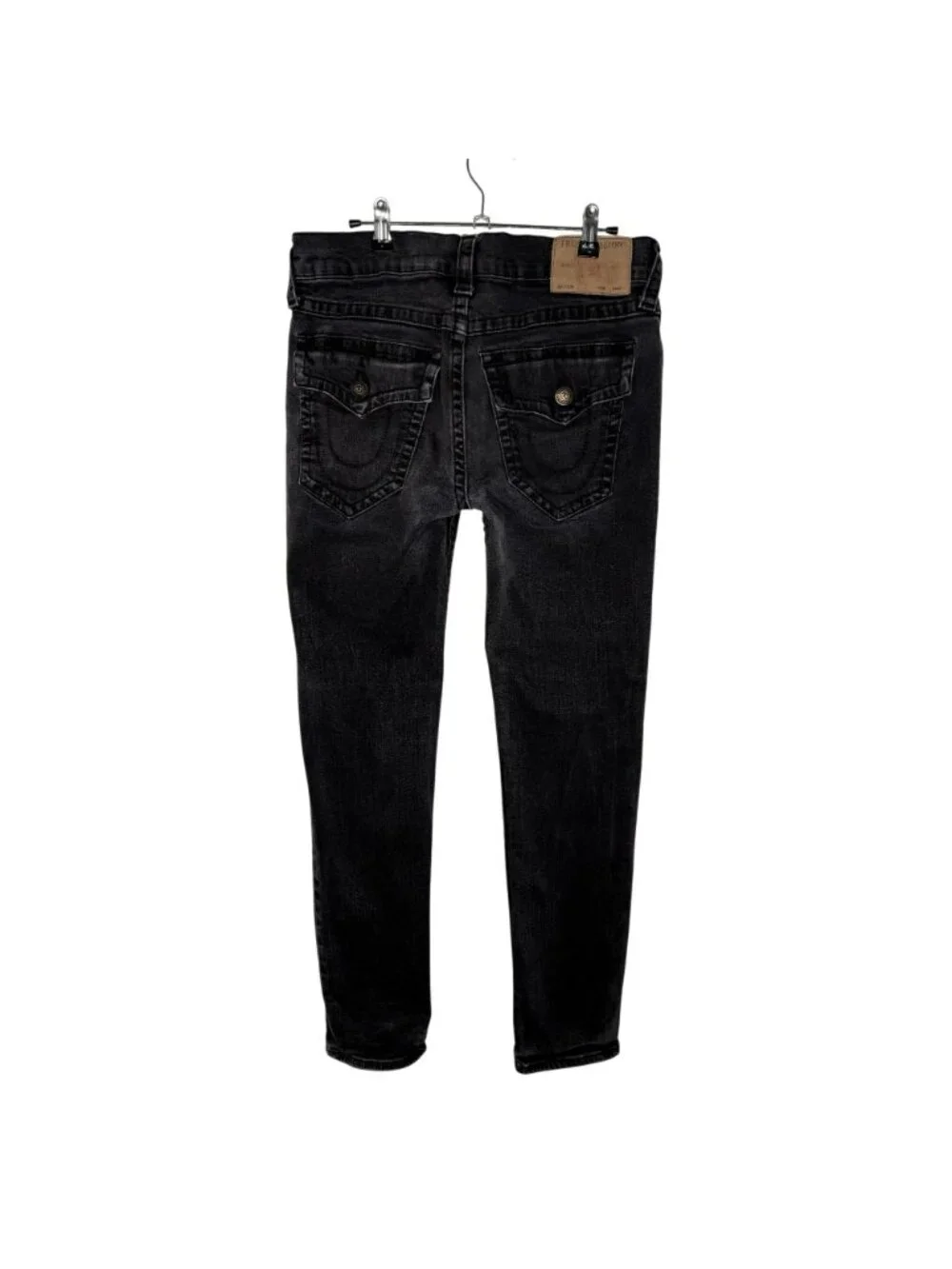 True Religion Black Rocco Back Flap Jeans, 32